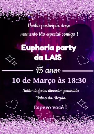 Convite de 15 Anos Tema Euphoria para Editar Online