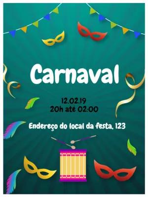 Convite de Carnaval com máscaras e confetes para Editar Online