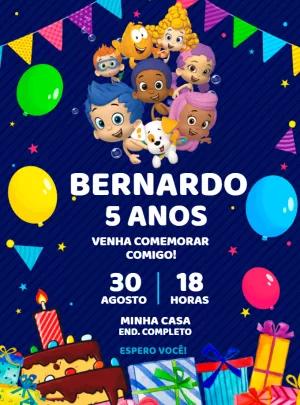 Convite de Aniversário Bubble Guppies para Editar Online