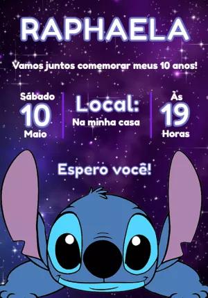 Convite de Aniversário Stitch Fofo para Editar Online