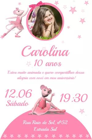 Convite de Aniversário Bailarina com Foto para Editar Online