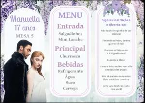 Cardápio Tema Bridgerton para Festa Editável Online