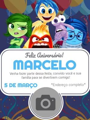 Convite Aniversário Divertidamente com Foto para Editar Online