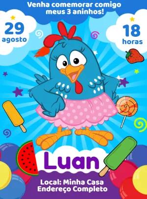 Convite de Aniversário Galinha Pintadinha para Editar Online