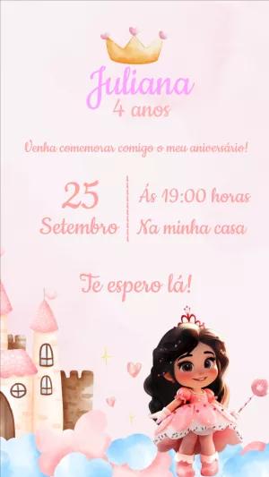Convite Aniversário Princesa Doce para Editar Online