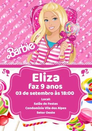 Convite Aniversário Barbie Doces Editável Online