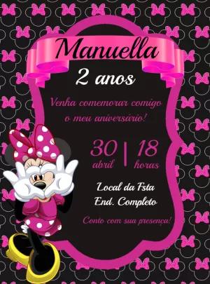 Convite de Aniversário Minnie Rosa para Editar Online