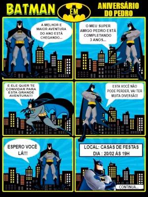 Convite Aniversário Batman Quadrinhos para Editar Online