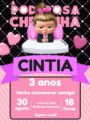Convite Aniversário A Poderosa Chefinha Menina para Editar Online