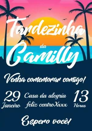 Convite Aniversário Tardezinha com Pôr do Sol para Editar Online
