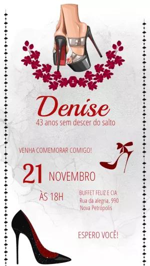 Convite de Aniversário Salto Alto Elegante para Editar Online