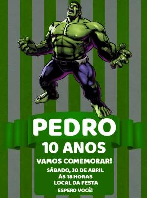 Convite de Aniversário Incrível Hulk para Editar Online