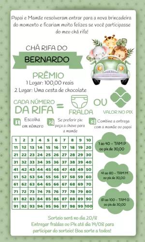 Convite Chá Rifa Safari com Animais para Editar Online