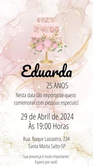 Convite de Aniversário Elegante Rosé Gold para Editar Online