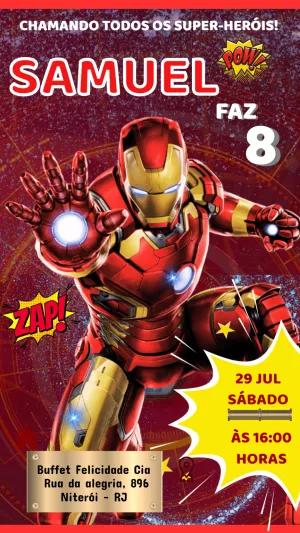 Convite de Aniversário Homem de Ferro para Editar Online