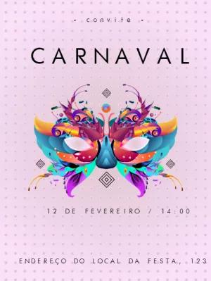Convite de Carnaval com Máscara Colorida para Editar Online