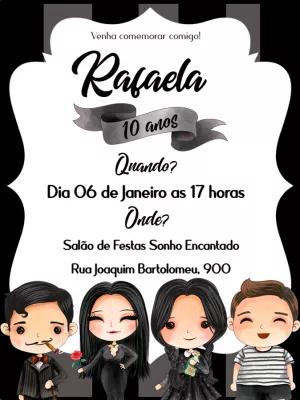Convite de Aniversário Wandinha Addams Editável Online