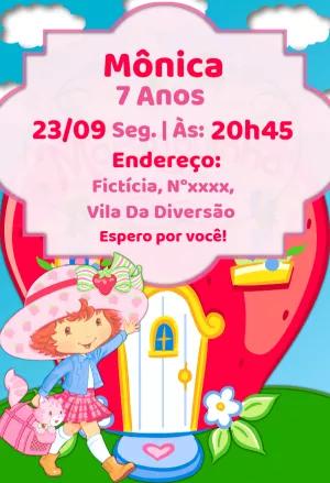 Convite de Aniversário Moranguinho para Editar e Imprimir