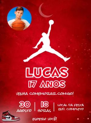 Convite Aniversário Basquete com Foto para Editar Online