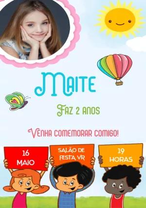 Convite de Aniversário Infantil com Foto para Editar Online