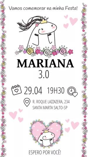 Convite de Aniversário Flork Princesa Floral para Editar