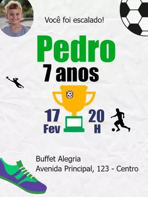 Convite de Aniversário Futebol com Foto para Editar Online