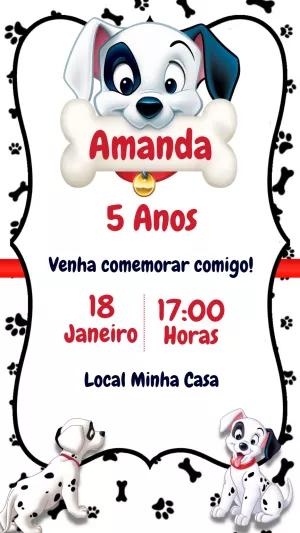 Convite Aniversário Dálmatas Fofos para Editar Online