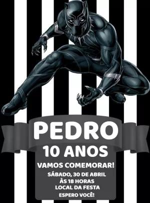 Convite de Aniversário Pantera Negra para Editar Online