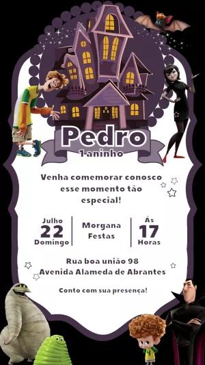 Convite de Aniversário Hotel Transilvânia para Editar Online