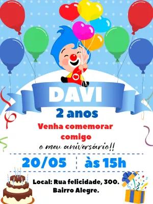 Convite de Aniversário Plim Plim para Editar Online