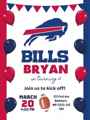 Editable Buffalo Bills Football Party Invitation