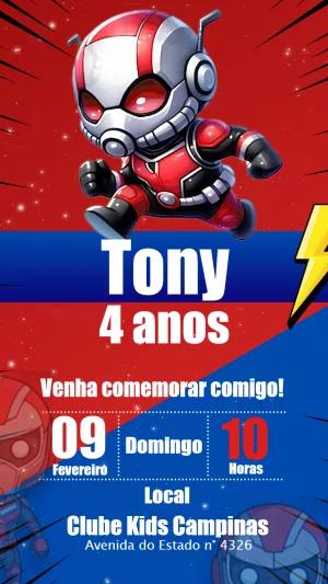 Convite de Aniversário Homem Formiga para Editar Online