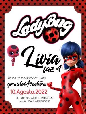 Convite de Aniversário Ladybug com a heroína para Editar Online