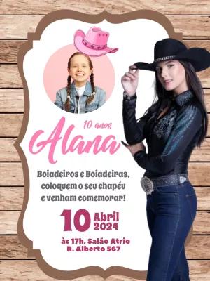 Convite Aniversário Boiadeira com Foto para Editar Online