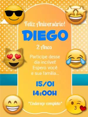 Convite de Aniversário Emoji para Editar e Imprimir