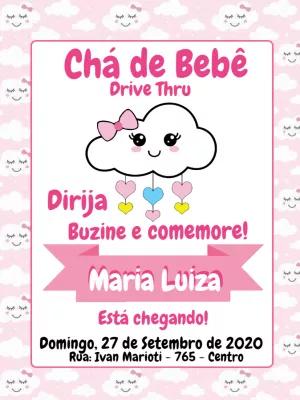 Convite Chá de Bebê Drive Thru Chuva de Amor para Editar Online