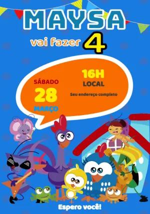 Convite de Aniversário Galinha Pintadinha para Editar Online