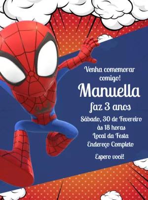 Convite Aniversário Homem Aranha Spidey para Editar Online