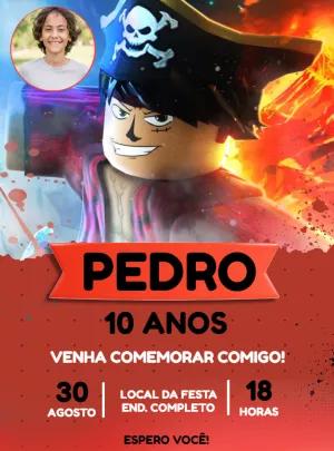 Convite Aniversário Blox Fruits com Foto para Editar Online
