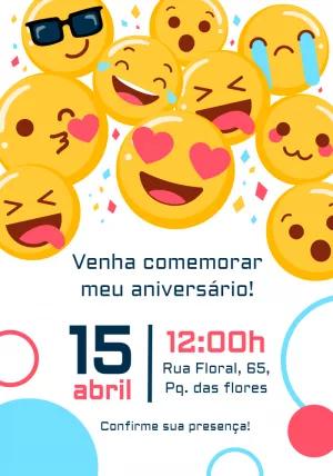 Convite de Aniversário Emojis Divertidos para Editar Online