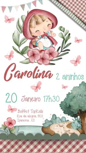 Convite de Aniversário Chapéuzinho Vermelho para Editar Online