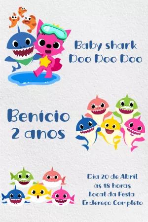 Convite de Aniversário Baby Shark para Editar Online