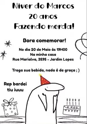 Convite de Aniversário Flork Engraçado para Editar Online