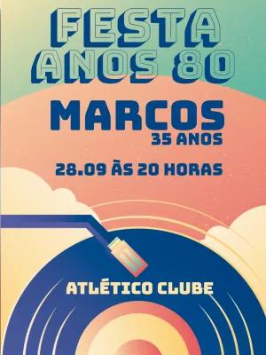 Convite Aniversário Anos 80 com Vinil para Editar Online