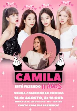 Convite Aniversário Blackpink com Foto para Editar Online