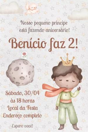 Convite Aniversário Pequeno Príncipe Editável Online