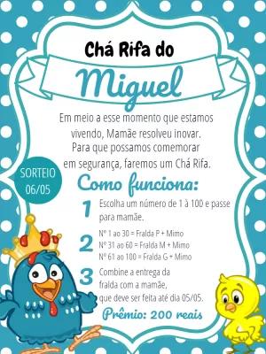 Convite Chá Rifa Galinha Pintadinha para Editar Online