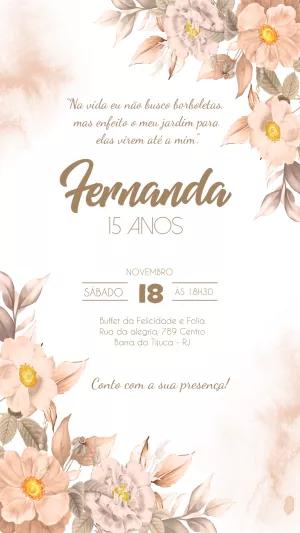 Convite de 15 Anos Floral Delicado para Editar Online