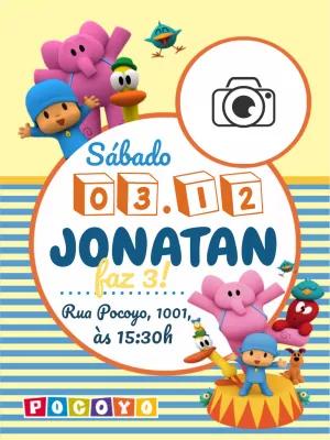 Convite Aniversário Pocoyo com Foto para Editar Online