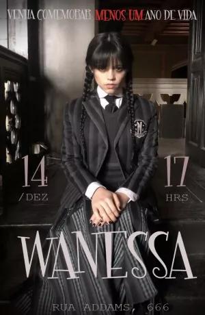 Convite de Aniversário Wandinha Addams para Editar Online